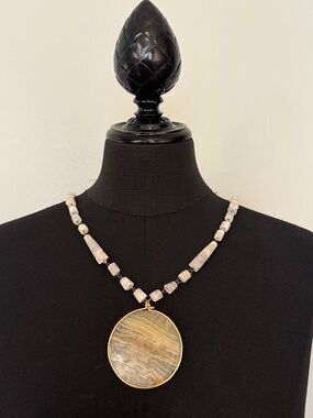 70s Vintage Agate Pendant Necklace